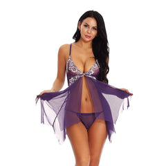 Dropship Women Sexy Lingerie Front Closure Charming Sleepwear Underwear Lace Nightgown Big Size Nightdress