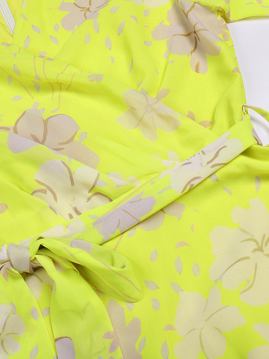 floral print chiffon dress