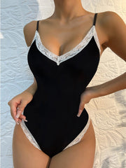 Lace lingerie deep v loungewear set