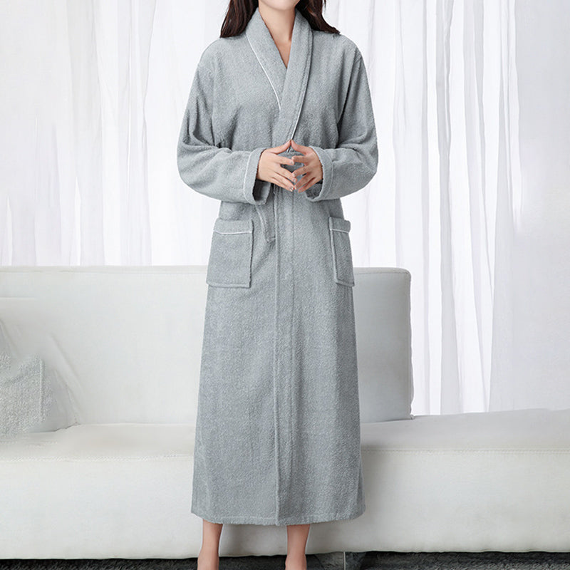 Cotton Waffle Bathrobes Men And Women Couples Absorbent Bathrobes Hotel Nightgown Bathrobe Lounge Negligee Sleepwear Plus Size  Bathrobe