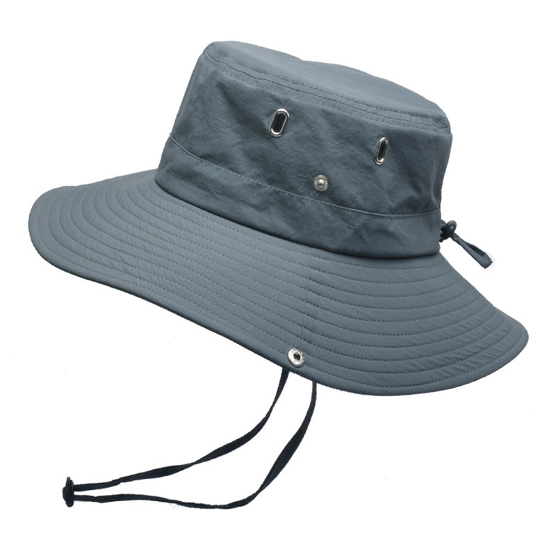 Outdoor Men Hat Fishing Cap Solid Color Wide Brim Anti-UV sun hat Camping Hiking fisherman hat summer Breathable Beach hat Large Bucket Hat Panama