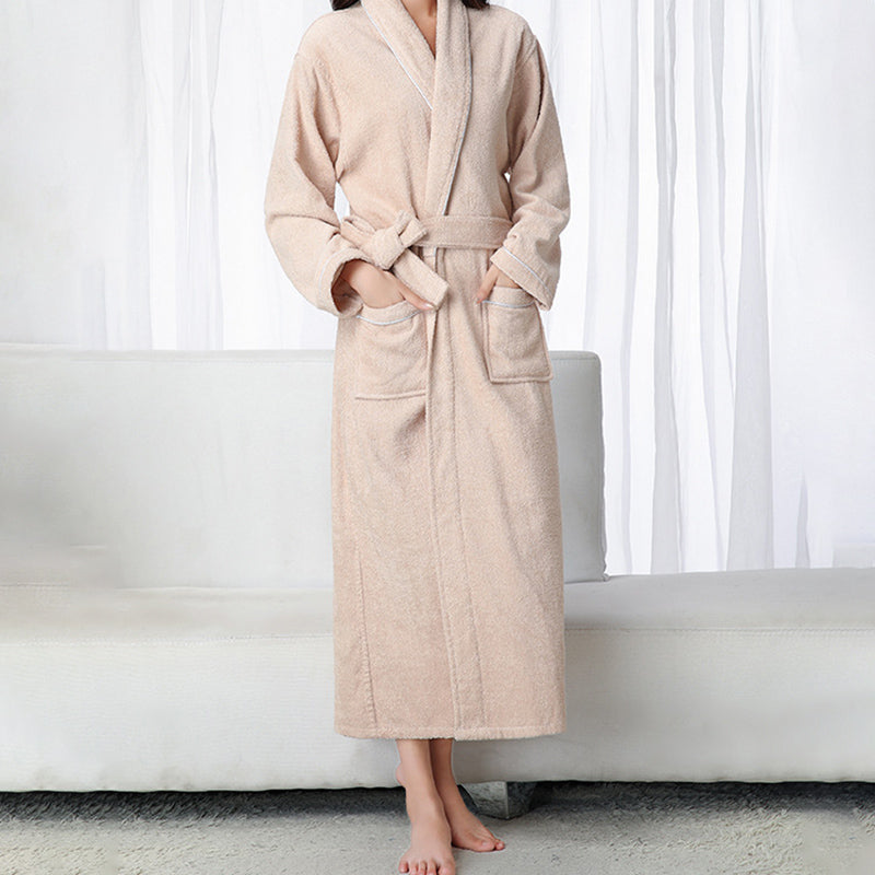 Cotton Waffle Bathrobes Men And Women Couples Absorbent Bathrobes Hotel Nightgown Bathrobe Lounge Negligee Sleepwear Plus Size  Bathrobe