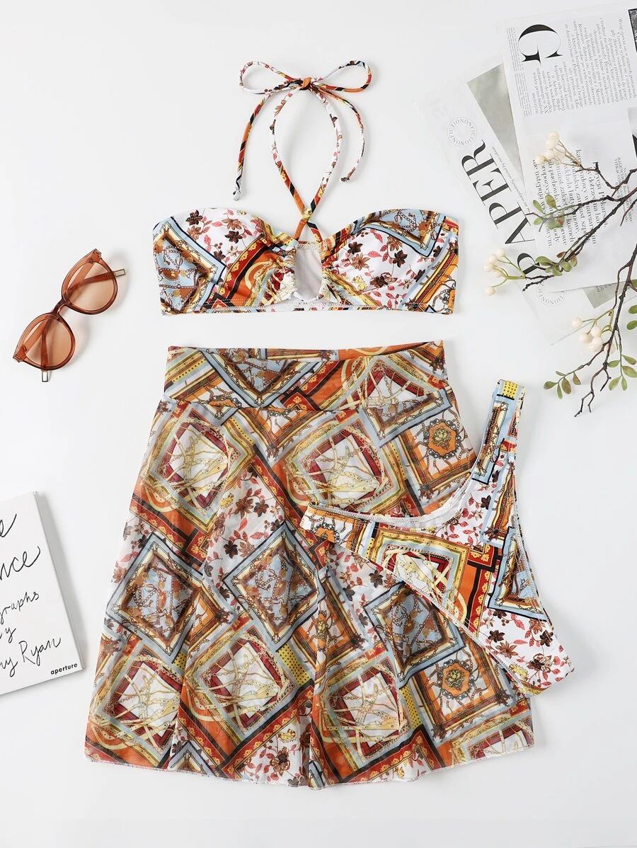 New bikini three-piece printed bikini swimsuit