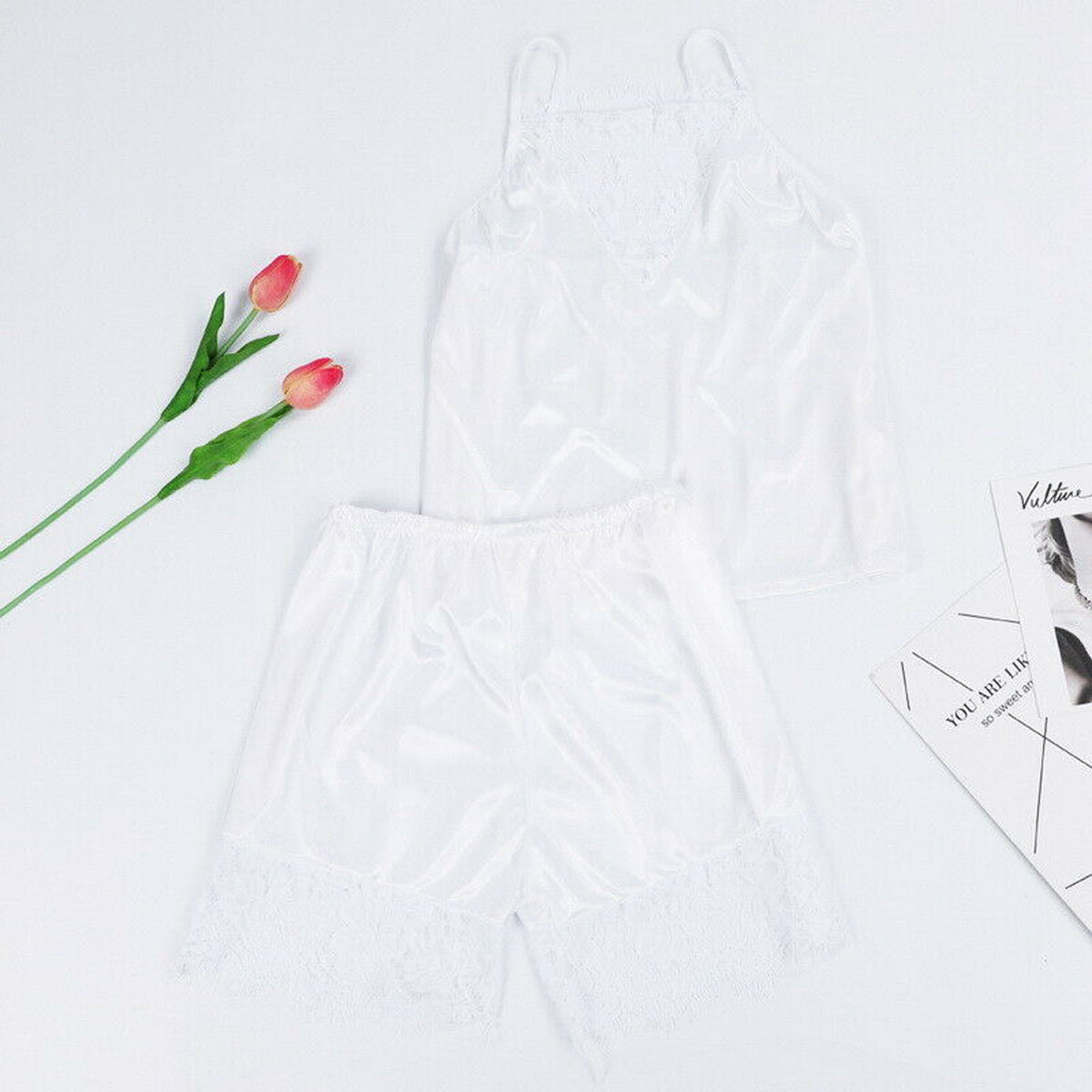 أزياء السيدات مقلد الحرير الدانتيل الربط مجموعة Homewear 