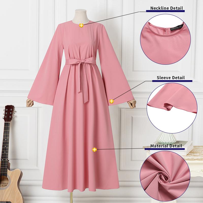 ZANZEA Women Muslim Dresses Abaya Kaftan Solid O-Neck Long Sleeve Vintage Long Dress Fashion Holiday Casual Loose Ladies Vestido Plus Size