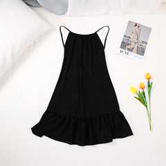 Hiloc Ruffle Sexy Night Dress Women Dresses 2021 Sleepwear Backless Nightgown Spaghetti Strap Nightdress Black Nighty Home Dress