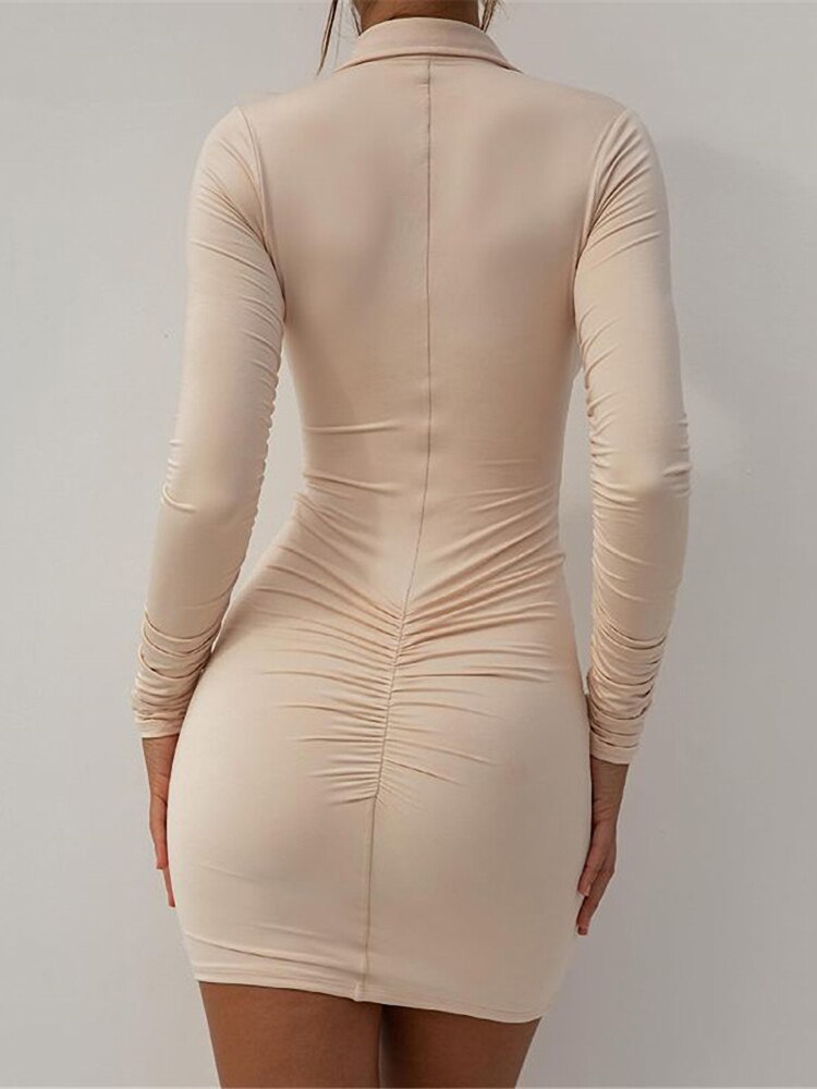 Articat new fall casual women's dress retro bodycon unique breasted summer dress simple pleated y2k women's 2022