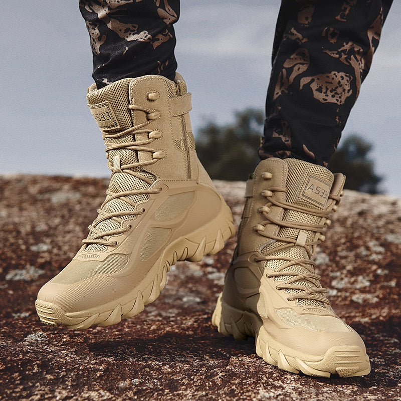 New Men's    Military Leather Boots Special Forces Tactical Desert Combat Men's Boots Outdoor Shoes  Boots