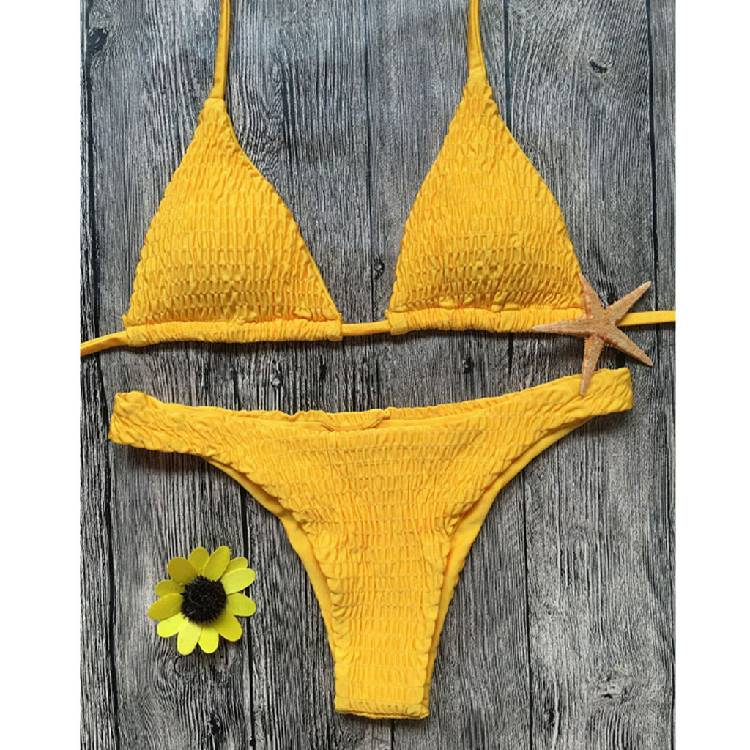 Pleated Bikini Solid Swimwear Women Push Up Swimsuit Off Shoulder Biquini Cute Swimwear Women Backless Beach Bathing Suit