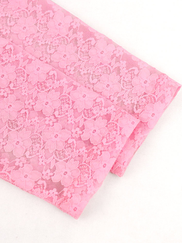 AOMEI Women Pink Lace Dress Ruffle Midi Mermaid Long Sleeve African Ladies Party Birthday Bodycon Large Size Formal Event Gowns