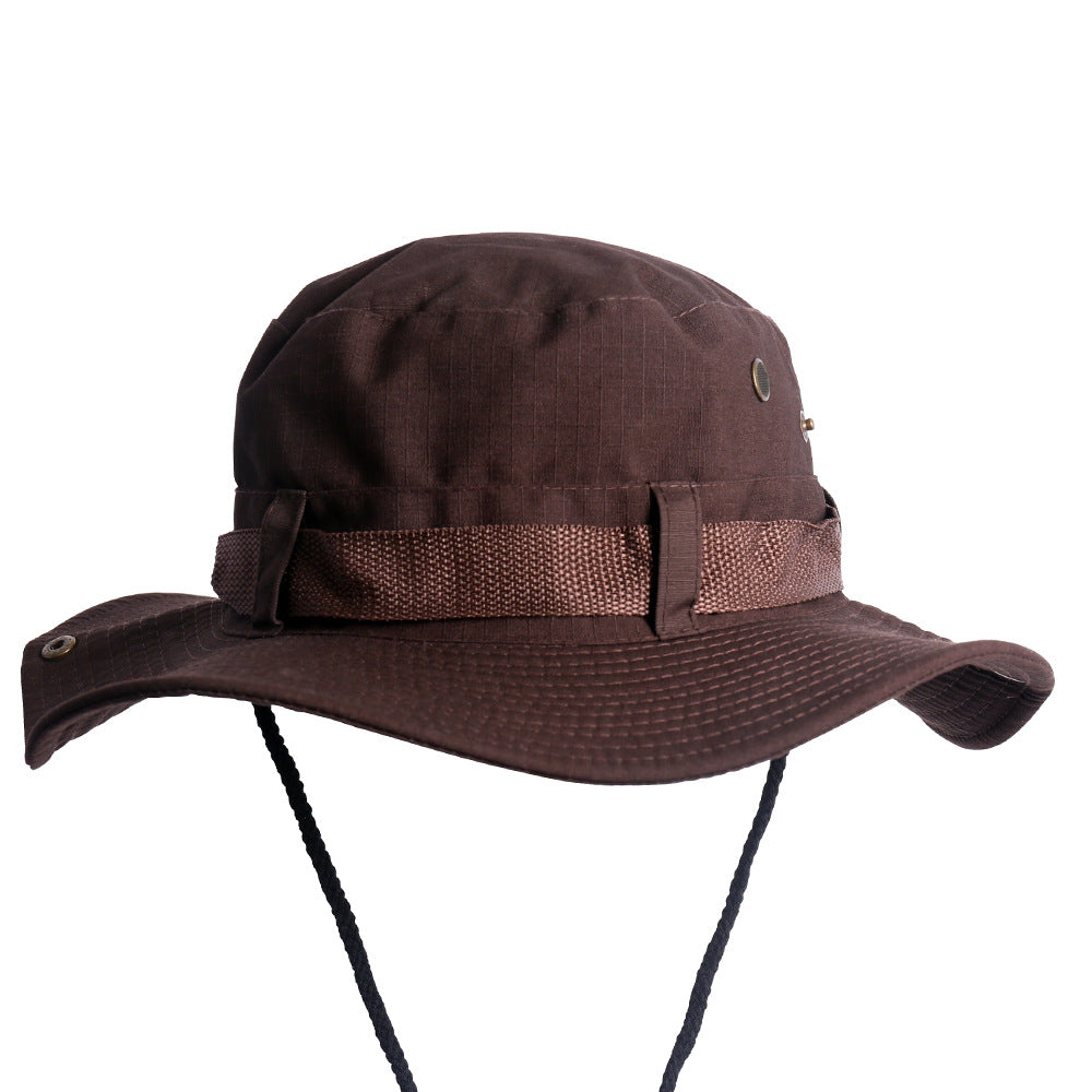 summer Men Bucket Hat outdoor sport Hunting Hiking Fishing Sun Protector Fisherman Cap Retro solid color Panama Bucket Hat sun hat Mountaineering hat