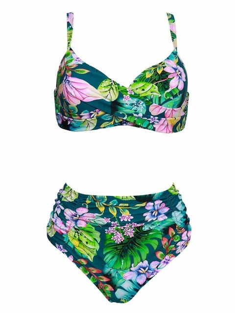 HOMGAO Vintage Print Bikinis Women's Swimsuit 2022 New Push Up Swimwear Sexy  Waist Two Piece Bathing Suit L-4XL Female Set