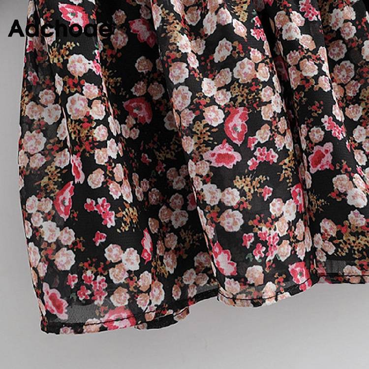 Aachoae Boho Style Floral Print Pleated Dress Long Sleeve Women Mini Dress O Neck Loose Ladies Dresses Beach Sundress Ropa Mujer
