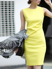 Formal Dress Female Summer New Korean Office Lady Work Pencil Slim Tunic Package Hip Sleeveless Bodycon Tank Dress for Women