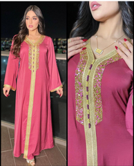 Moroccan kaftan Ramadan Eid Jalabiya Fashion Muslim Arabic  Abaya Dress Moroccan Kaftan Diamond Jalabiya Women Robe