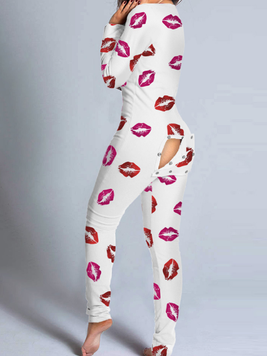 European and American home service jumpsuit cartoon pop style V-neck long-sleeved trousers pajamas jumpsuit