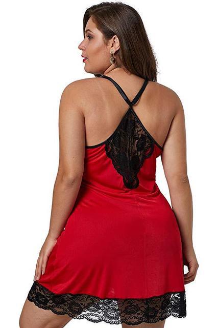 women's lace deep v suspender nightdress plus size fat woman short skirt