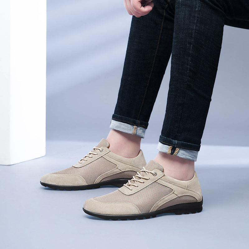 Men's sports shoes, spring  -top mesh shoes, hiking shoes, flat-bottomed large size driving sports shoes