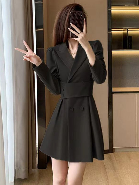 Office women's long-sleeved dress ladies young elegant fashion slit autumn new simple fashion high waist Korean version all collocations 4.21