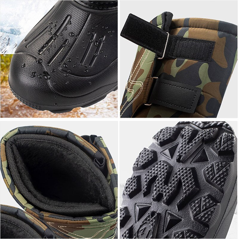 Men Snow Boots Camouflage Platform Rain Boots Men Shoes Super Warm Non-slip Waterproof Outdoor Hiking Winter Boots For Male