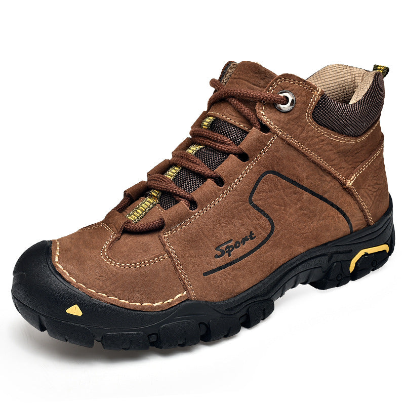 Large size 4546 first layer cowhide men's hiking shoes, men's autumn and winter warm shoes, waterproof and non-slip outdoor shoes