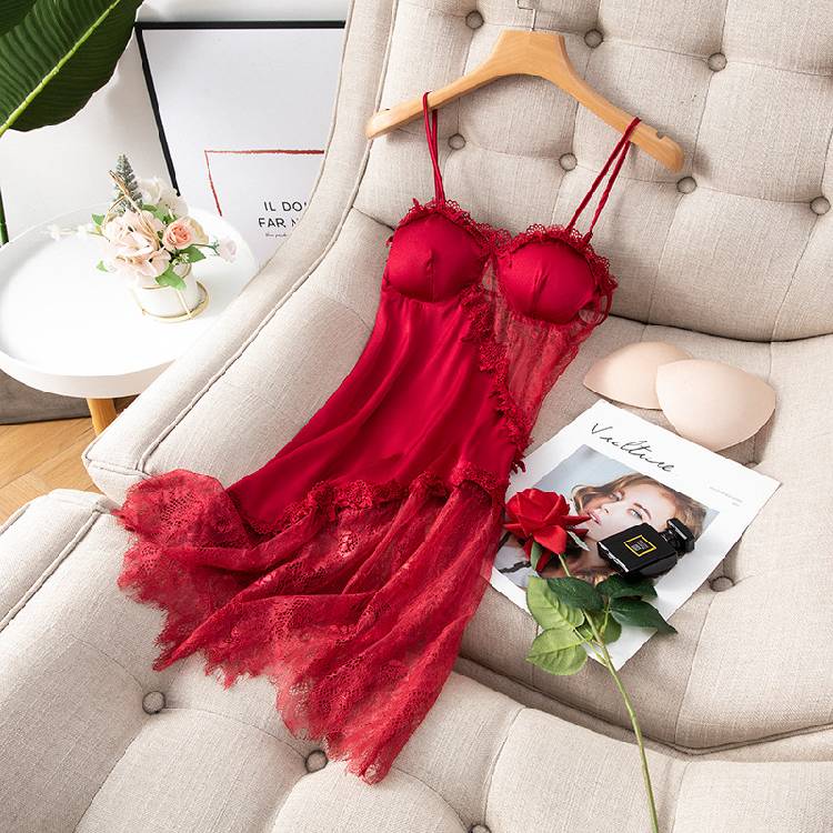ثوب نوم مثير بدون ظهر دانتيل خارج ثوب النوم الصيفي للنساء من الساتان قميص نوم بدون أكمام بحزام فستان نوم منزلي 