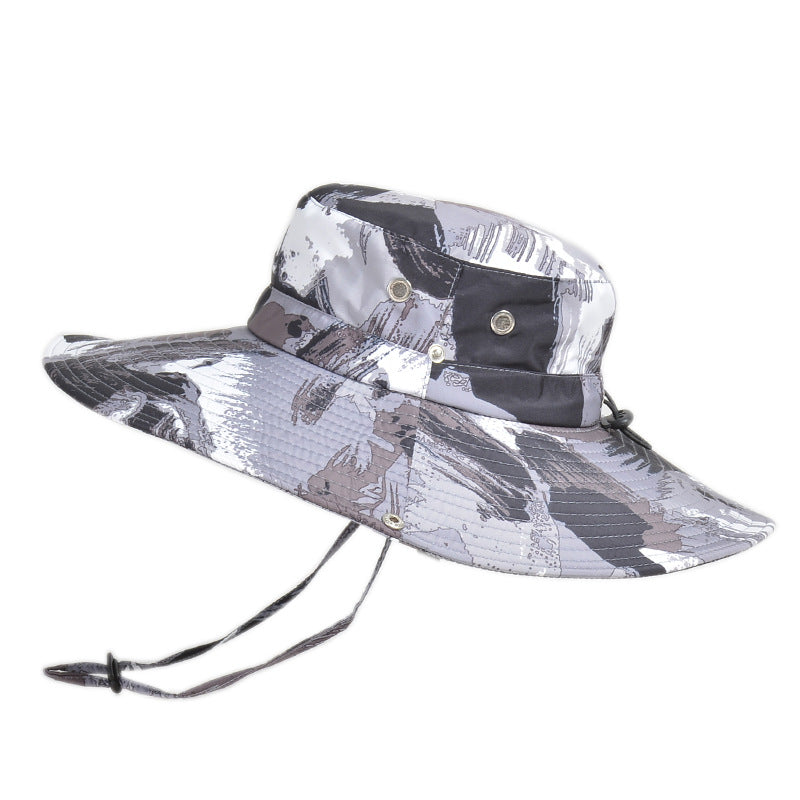 Foldable Big Brim Fisherman Hat New fashion Graffiti Fishing Hats Portable Visor Hat men women Outdoor camping hiking fisherman hat Breathable sun hat