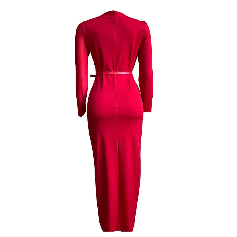 See Through Long Sleeve Tulle Ruffle Slit Long Maxi Dresse 2022 Summer Evening Party Dress Women Irregular Slim Bodycon Dress