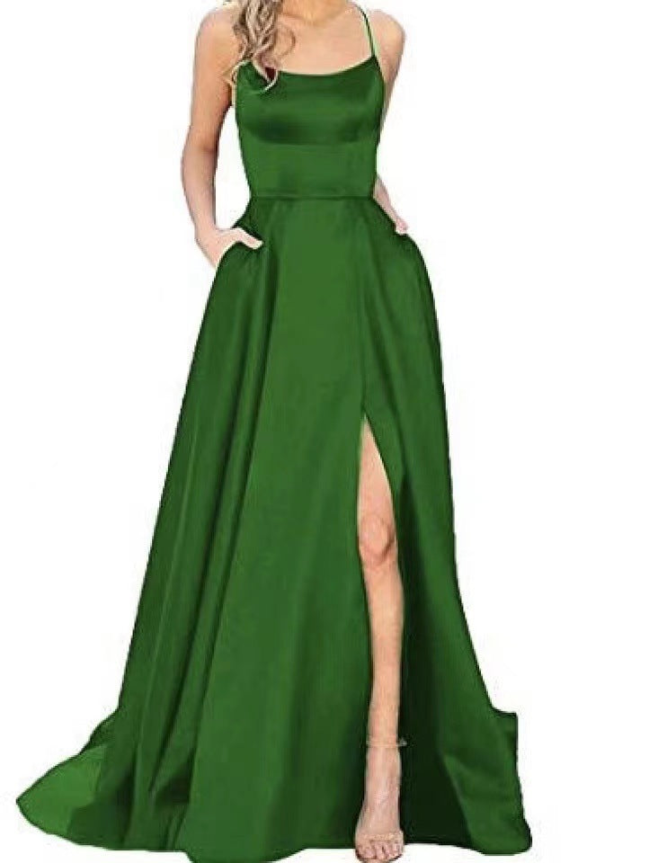 Solid color European and American bridesmaid dress long skirt slim strapless fashion bridesmaid group evening dress