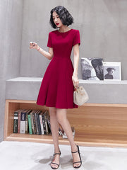 Ladies round neck short sleeve simple fashion party dress birthday party evening dress