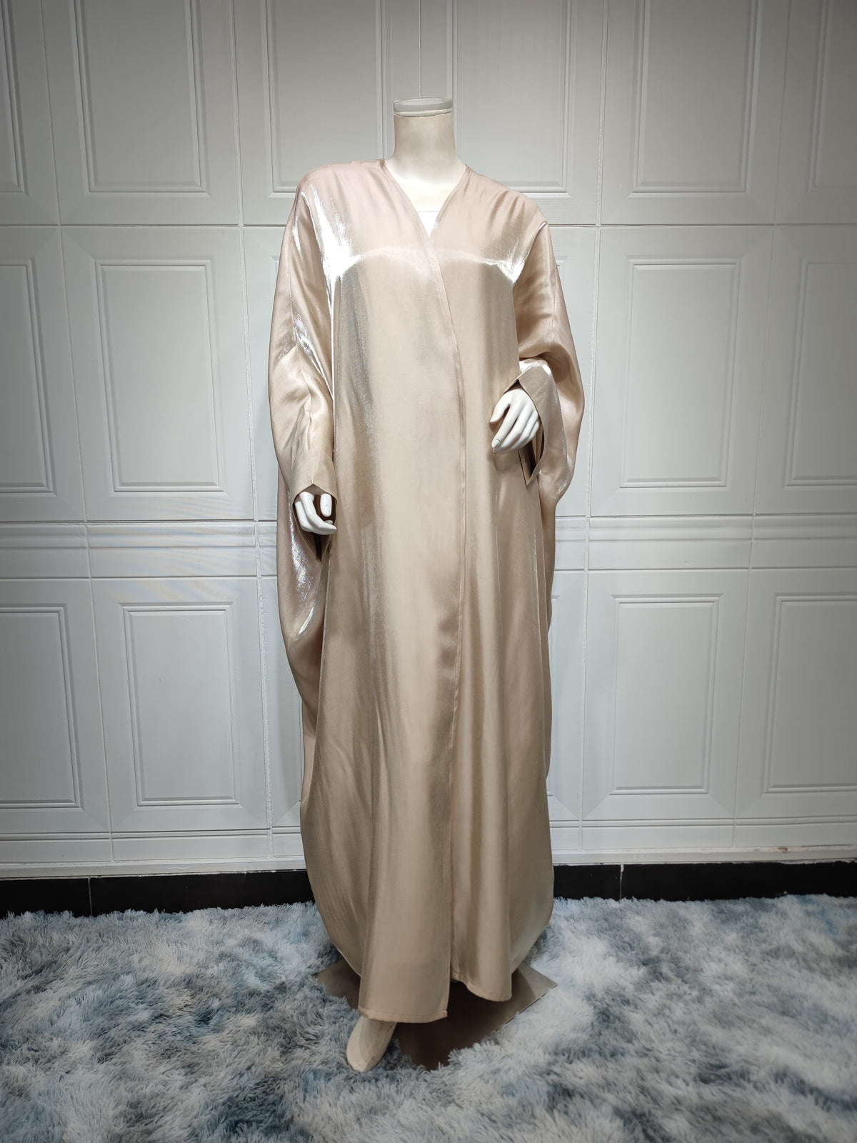 Middle East new satin bright fabric sparkling Arabian apricot Modet fashion modern Abaya Dubai fashion women's clothing