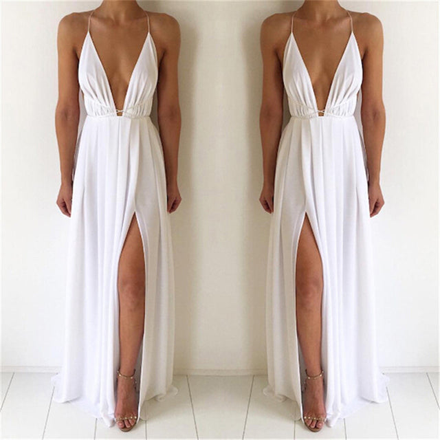 فساتين مثيرة للنساء بدون أكمام بدون ظهر بوهو ماكسي فستان وصيفة العروس الرسمي الصيفي للحفلات فستان نحيف بدون أكمام