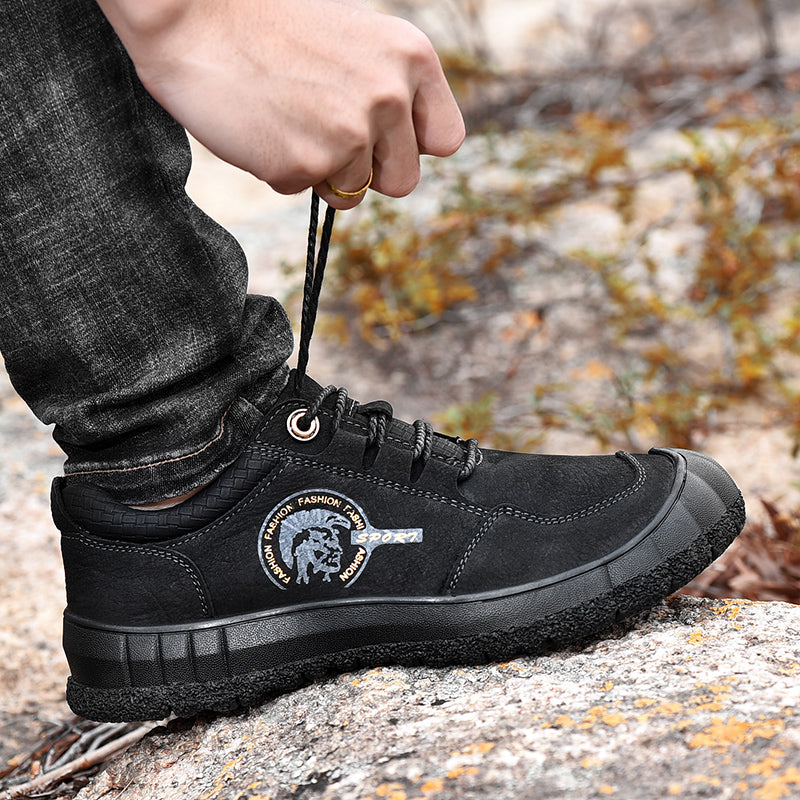 Leather shoes men's large size outdoor real cowhide first layer dad shoes non-slip high-top hiking shoes