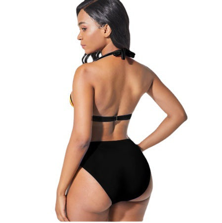 New foreign trade cross-border Europe and America sexy plus size printing split bikini swimsuit
