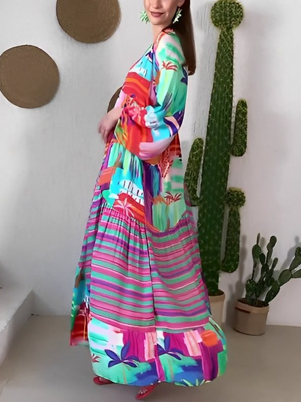 فستان قطن ملون 