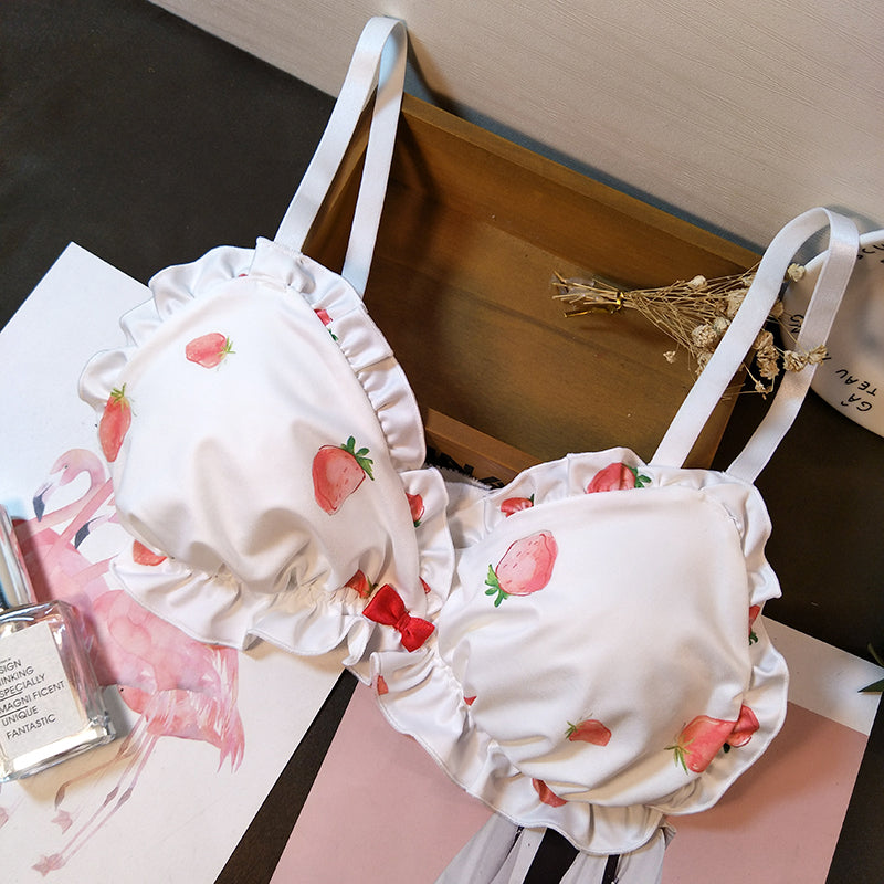 مجموعة حمالة صدر يابانية لطيفة وحلوة بدون حلقة مثلثة من الفولاذ وأذن خشبية مريحة ورقيقة ومثير للفتيات 