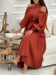 Elegant Diamond Red Orange Satin Nipped Waist A  Dress