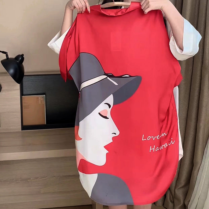 Exquisite women's elegant pajamas shirt nightdress live burst version of Huaer cotton home service