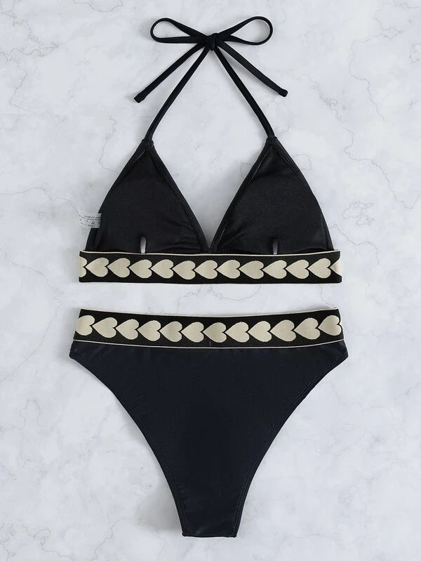 Slim black export one size spot open back solid color hollow sports split swimsuit