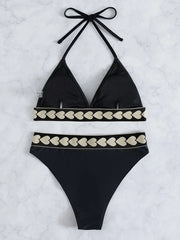 Slim black export one size spot open back solid color hollow sports split swimsuit