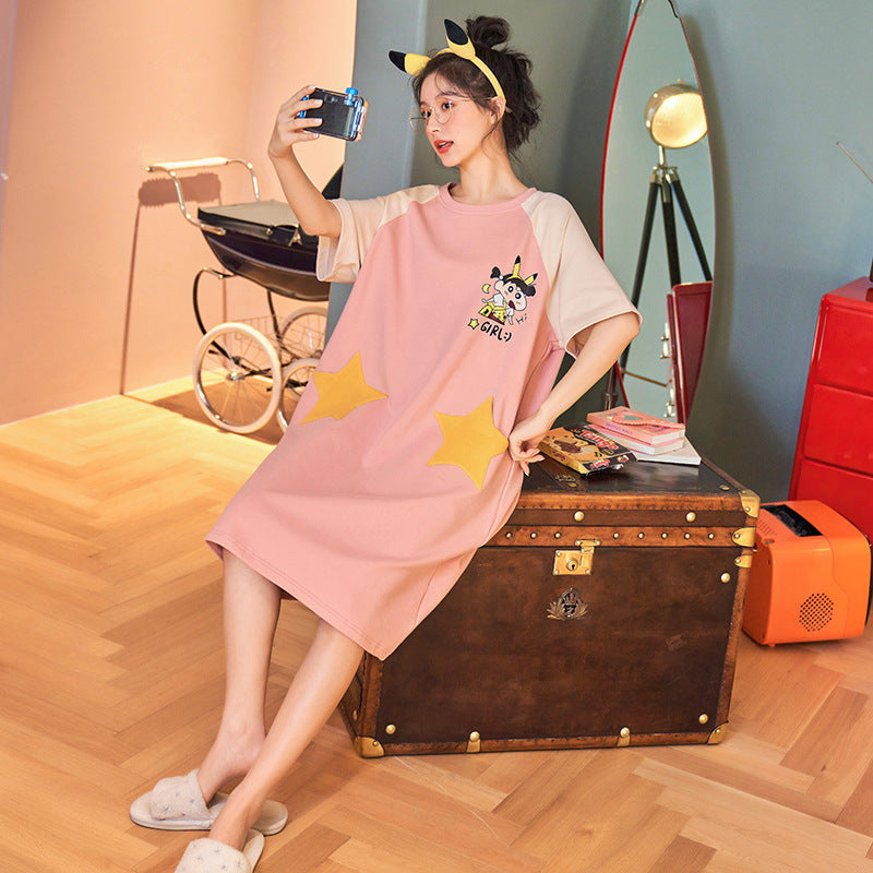 New cotton gauze home comfortable sweat-absorbing suspender nightdress