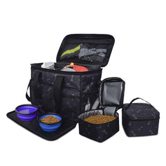 zd Pet Dog Travel Shoulder Bag Multifunctional Dog Food Tote Bag Container Organizer Set Hiking Camping Pet Supplies C42