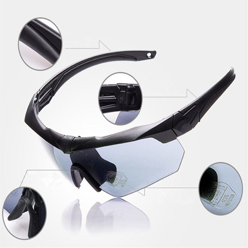 Military Bulletproof Glasses Outdoor Tactical Goggles Shooting Cs Riding Mountaineering  Three Sets Of Lenses