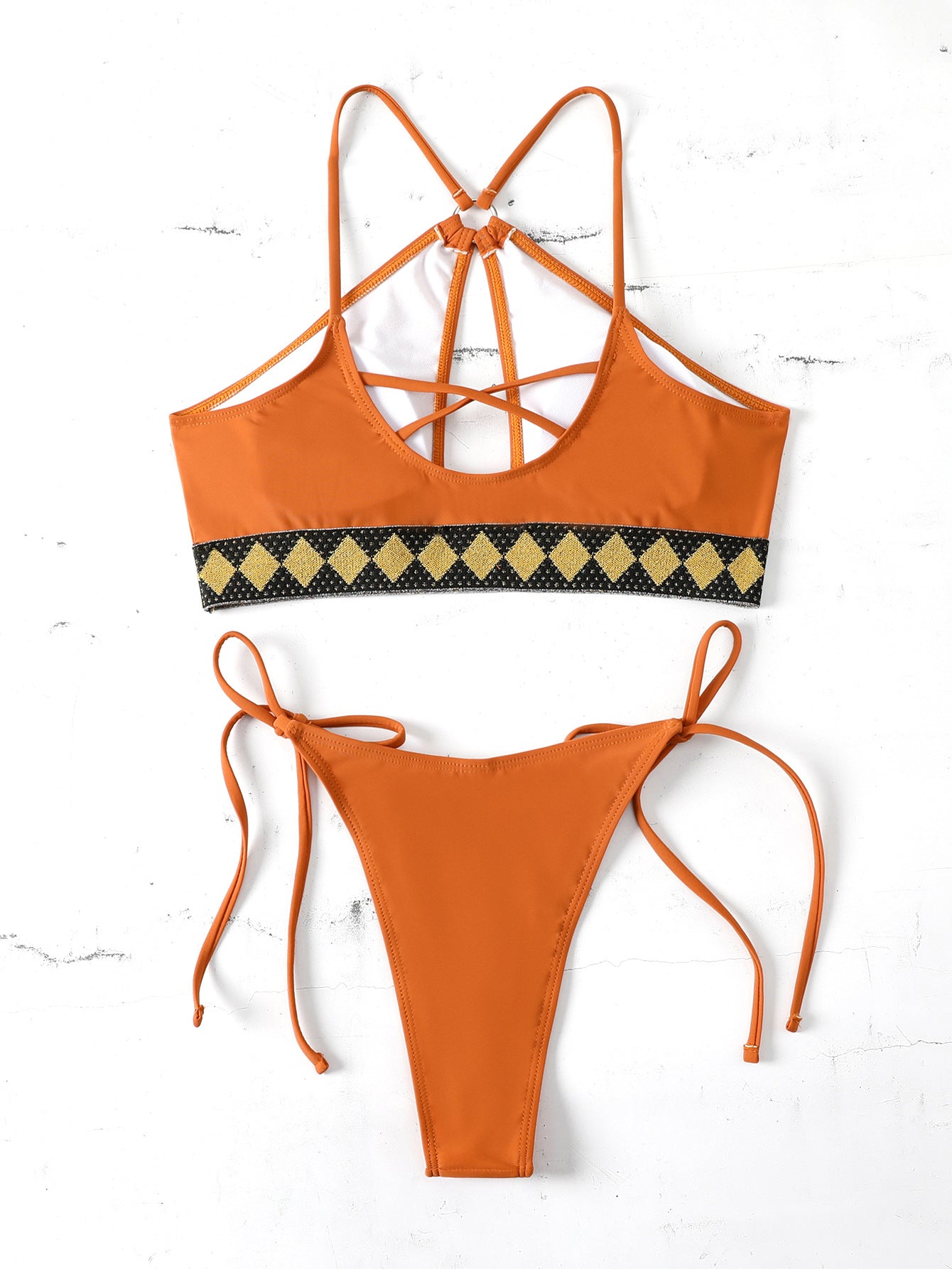 knitted belt split swimsuit bikini