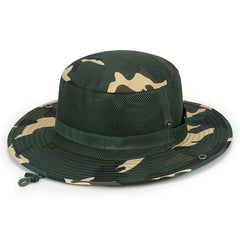 Men Women Sports Twill Chin Cord Hunting Hat Travel Sun Cap Bucket Style Fisherman Hats Hiking cap with windproof rope Mesh cap