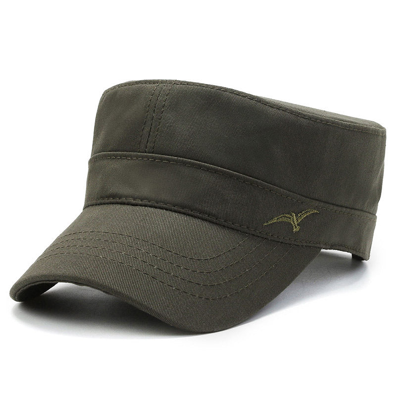 Fashion Military Cap Men Cotton Flat Top Hat Solid Color Outdoor Casual Sun  Hat Fashion Baseball Cap sunshade cap Vintage dad hat