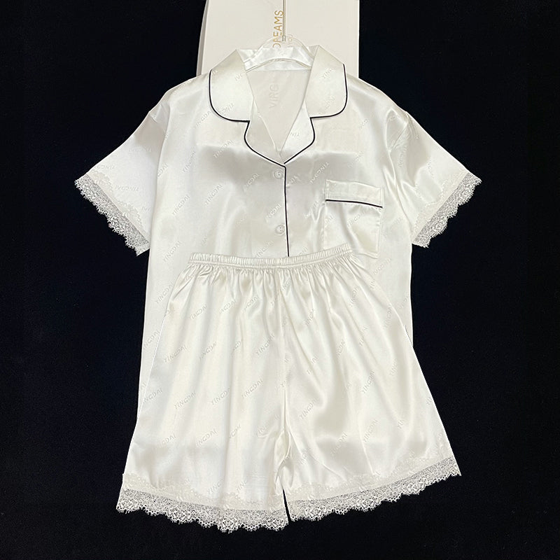 Jacquard and digital printing pajamas women's summer ice silk thin section  -value short-sleeved shorts