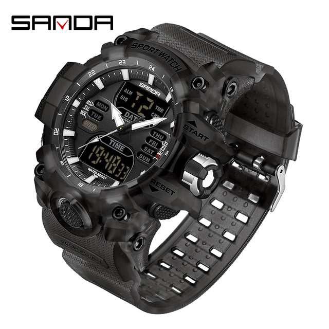 SANDA 6126   Men Watches 50M Waterproof Sports Military Watch Digital  Wristwatch