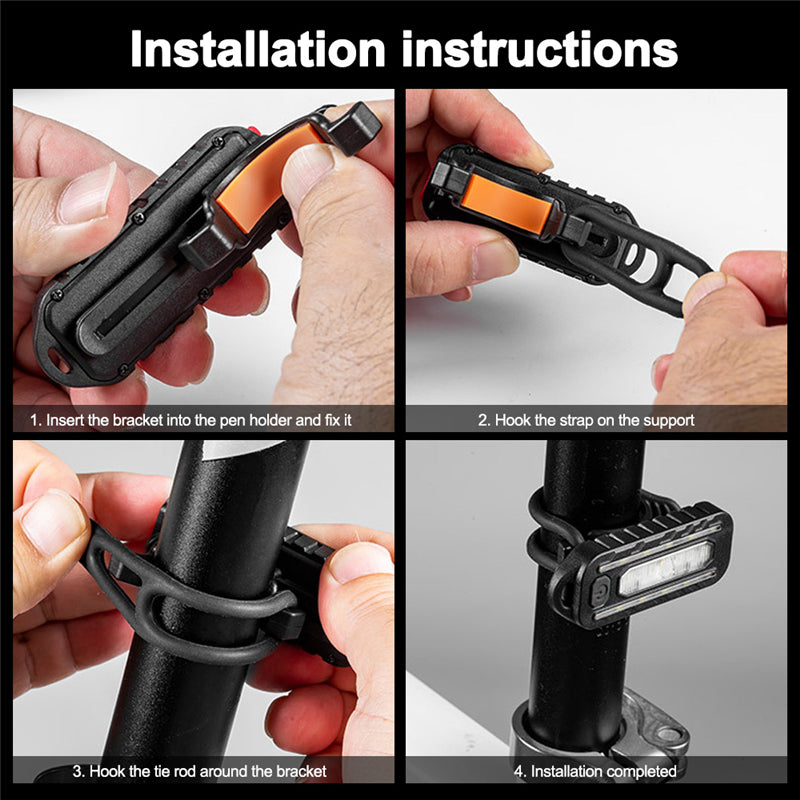 Type C Rechargeable Bike Tail Light LED Portable Flashlight Waterproof Emergency Torch Flashlight Cycling Running Cycling Hiking