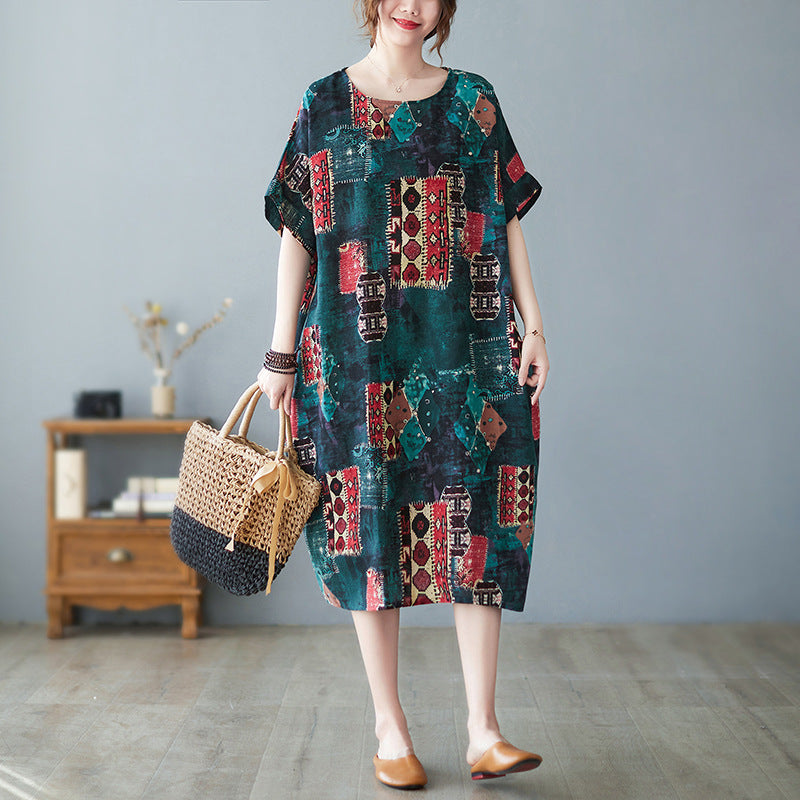 شوت سبوت 2022 فستان صيفي من القطن والكتان على الطراز الكوري القديم 